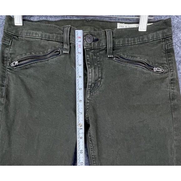 Rag & Bone Jeans Womens 26 Wax Dark Olive Zipper Skinny Slim Stretch Reinforced - Picture 4 of 6